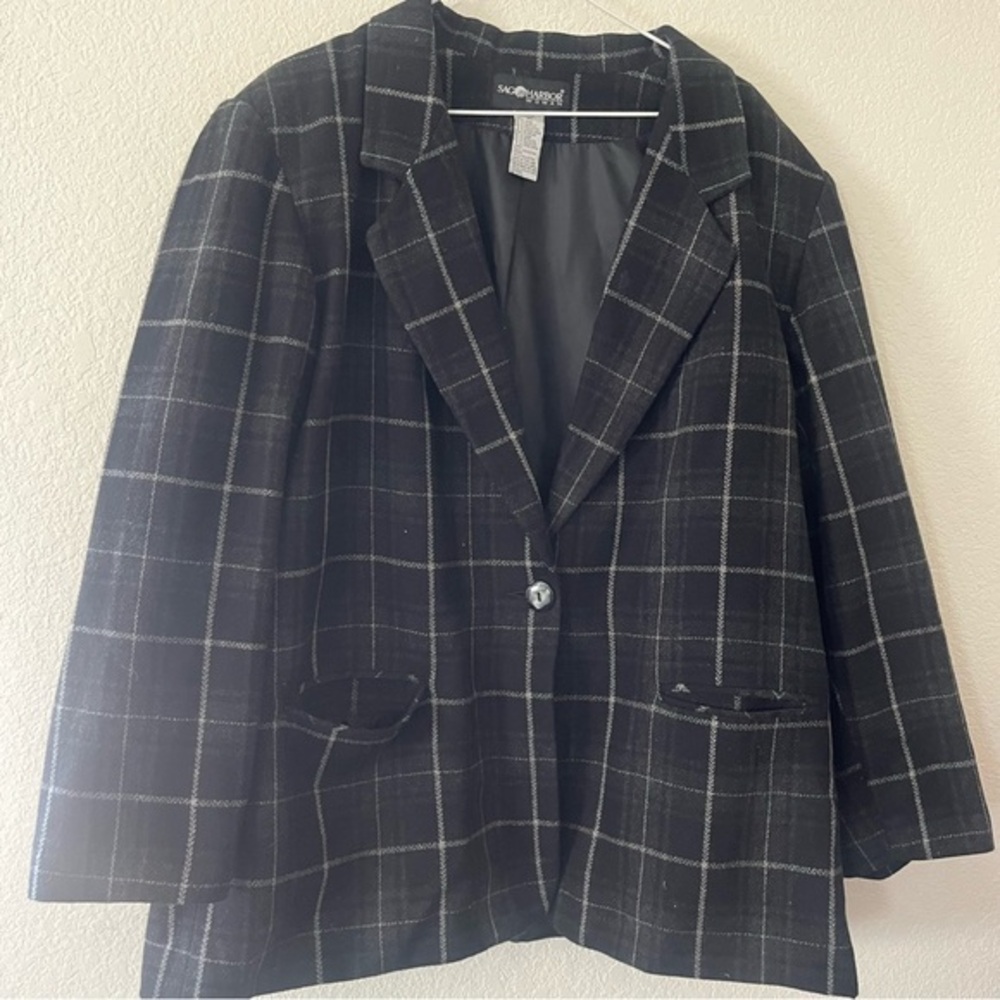 Black Plaid Blazer Button Up - Sag Harbor
